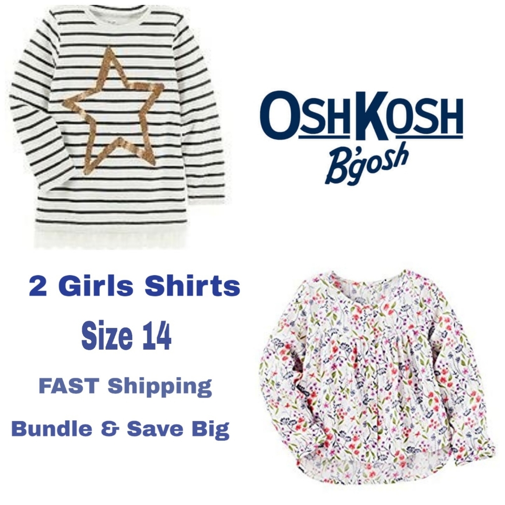 OshKosh Girls 2 Pack Long Sleeve Shirts Size 14